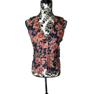 Silk Vintage 90s Almost Heaven Vest, Floral Pattern, Women's Size Small